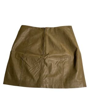 Free people khaki faux leather skirt
